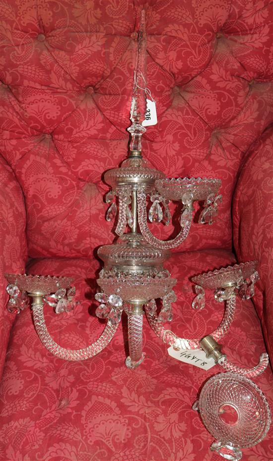 A pair of Victorian cut glass wall lights, in the manner of Osler Height 26in.